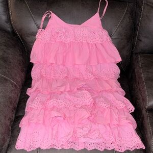 Pink Ruffled Sleeveless Dress